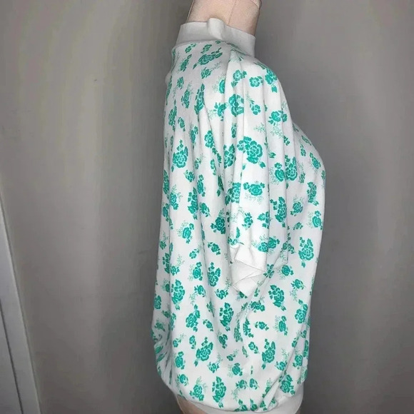 Vintage 1980's Chicory Womens Floral Green and White Top Size Large - Picture 5 of 6